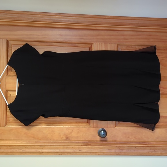 Julian Taylor Formal Flare Mesh Panel Hem Dress 16 Black - Picture 8 of 16